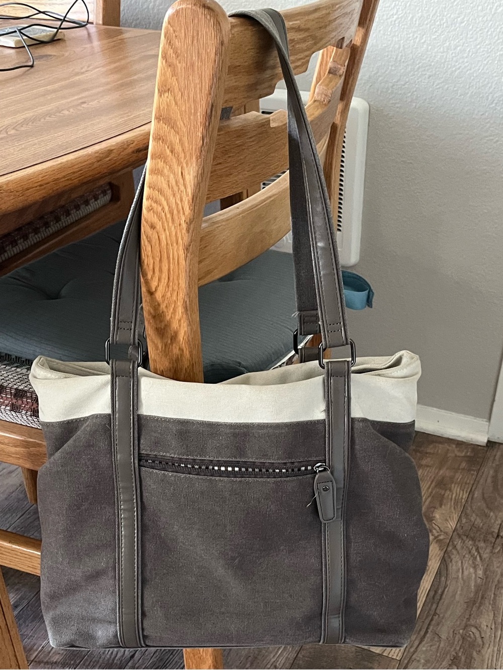 Neutral Two-Tone Canvas Tote